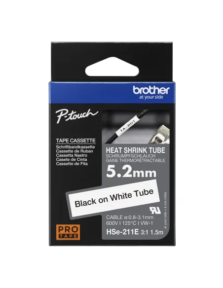 cinta tubo termorretráctil Brother HSe211E 5,2 mm blanco