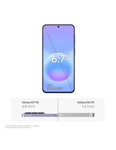 Móvil Samsung Galaxy A57 5G 8GB 256GB Lila y Protector Safe