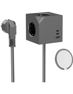 Coolbox Cubik MAGNET 3 Enchufes con Carga USB de 20W-AELREG0148