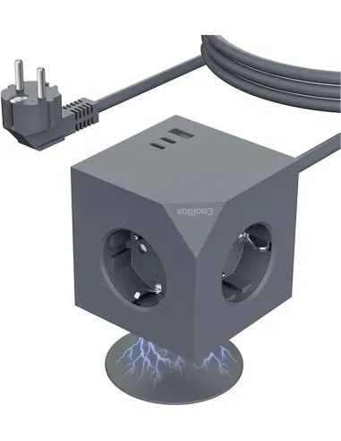 Coolbox CUBIK MAGNET 3 enchufes: cubo USB-C 20W para mesa