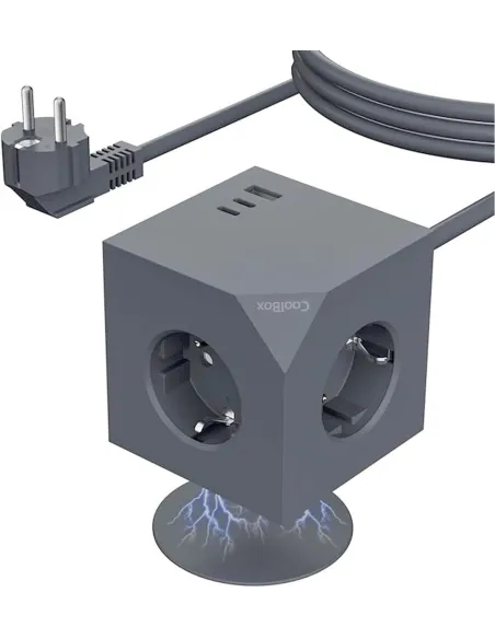 Coolbox CUBIK MAGNET 3 enchufes: cubo USB-C 20W para mesa