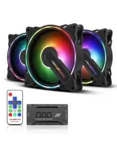 Abkoncore Spectrum Sync Pack 3 Ventiladores aRGB 120mm + Control HUB Negro