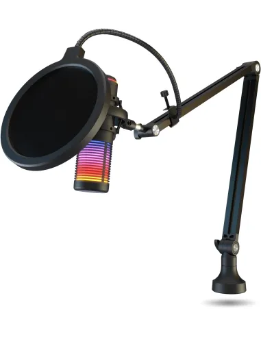 KROM Kaze Pro micrófono streaming RGB con brazo articulado