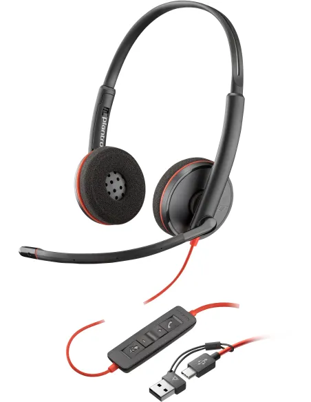 Auriculares USB HP Poly Blackwire 3220 estéreo USB-C/A bulk