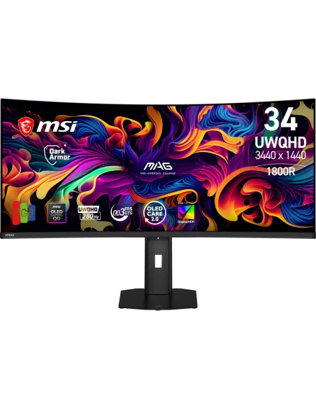 MSI MAG 341CQP QD-OLED X28 34" UltraWide Quad HD 280Hz QD-OLED Curvo Ajuste Altura