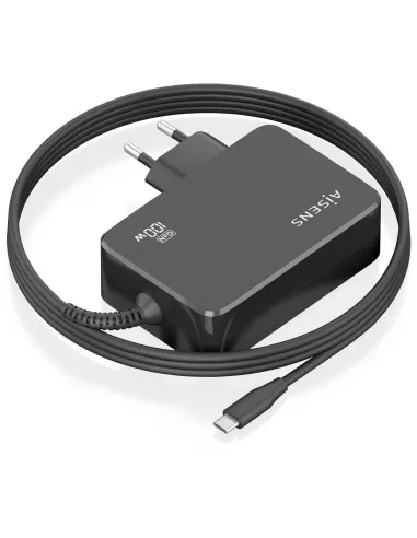 Cargador GaN AISENS 100W USB-C con cable de 1,8 m negro