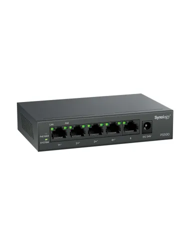 Synology PS500 Switch no gestionable de 4 puertos PoE+ 10/100/1000 Mbps + 1 puerto 10/100/1000 Mbps