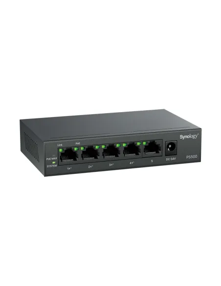 Synology PS500 Switch no gestionable de 4 puertos PoE+ 10/100/1000 Mbps + 1 puerto 10/100/1000 Mbps