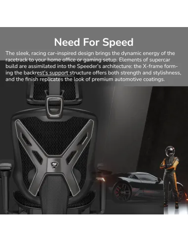 Cougar Speeder Elite: silla gaming de malla y soporte lumbar
