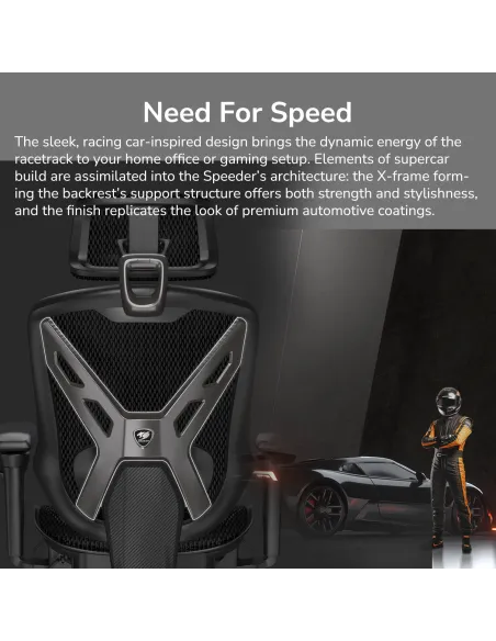 Cougar Speeder Elite: silla gaming de malla y soporte lumbar