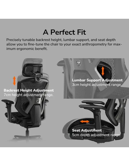 Cougar Speeder Elite: silla gaming de malla y soporte lumbar