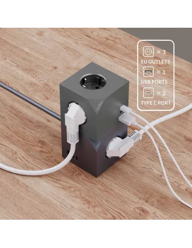 Coolbox Cubik: base de enchufes USB-C PD para pared compacta