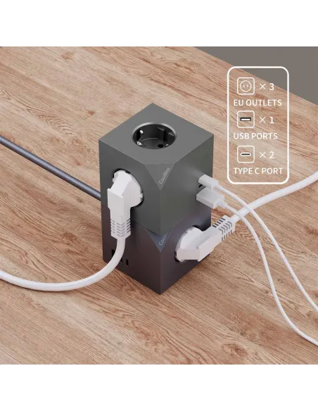 Coolbox Cubik: base de enchufes USB-C PD para pared compacta