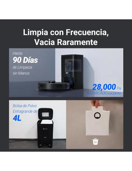 Robot aspirador EZVIZ RE4 Plus Black con base de autovaciado