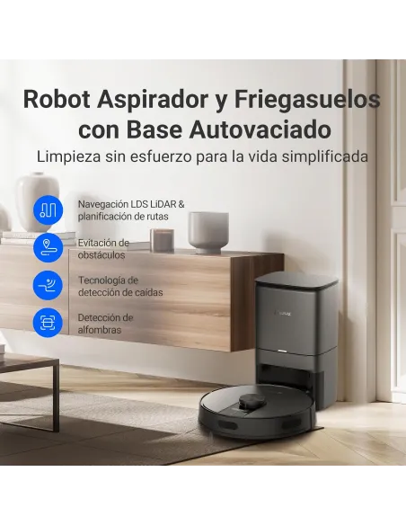 Robot aspirador EZVIZ RE4 Plus Black con base de autovaciado