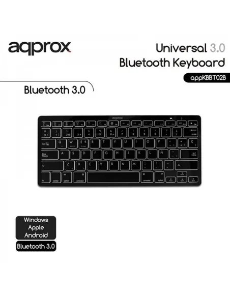 Approx APPKBBT02B Teclado Bluetooth 3.0 Negro
