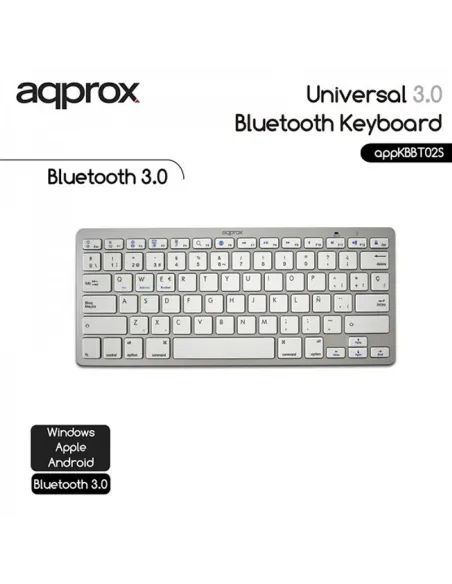 Approx APPKBBT02S Teclado Bluetooth 3.0 Blanco
