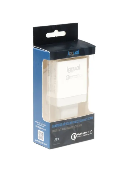 iggual Cargador 2xUSB de Carga Rápida QC3.0 30W