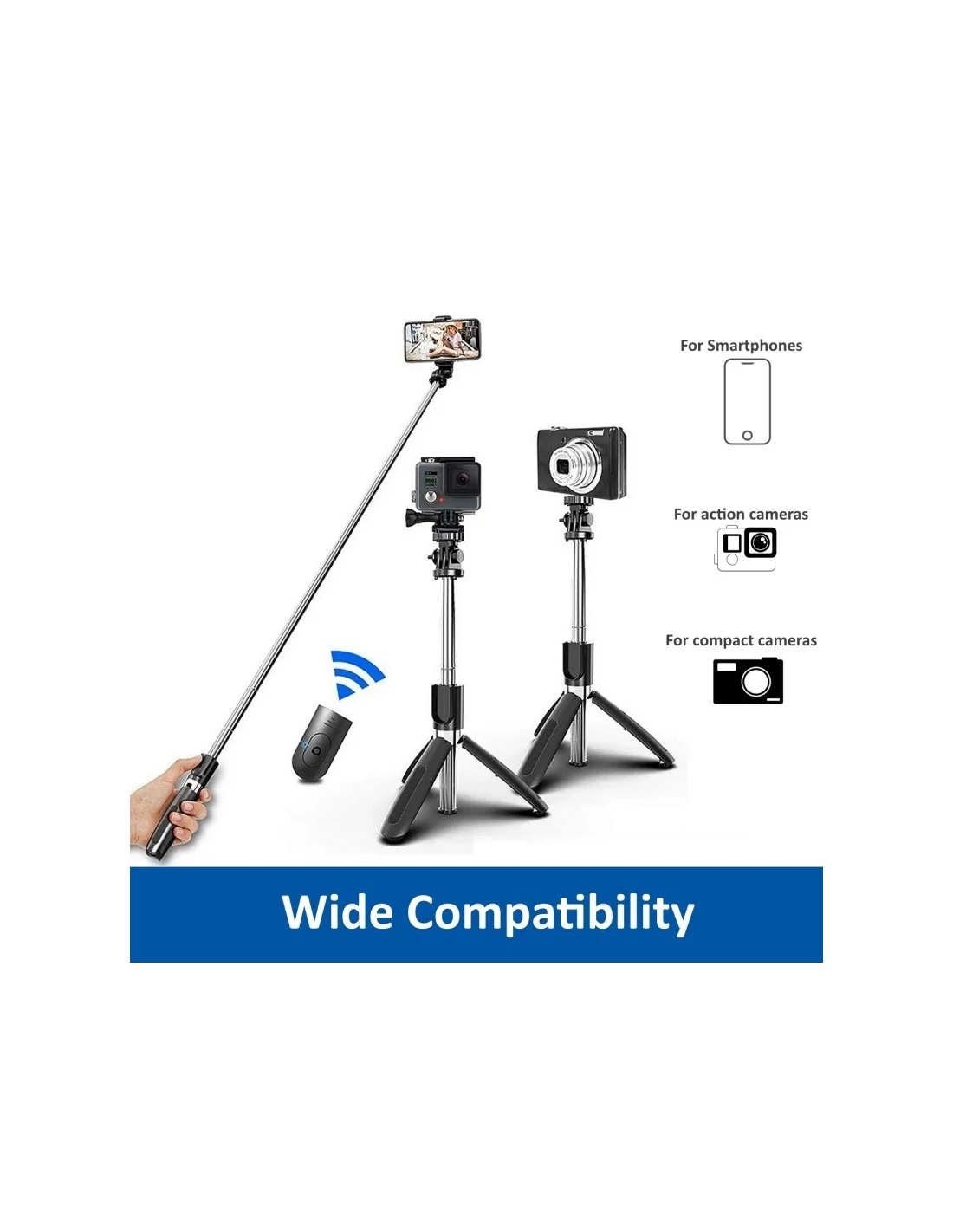 Ewent EW1080 Bluetooth Selfie Stick Tripod