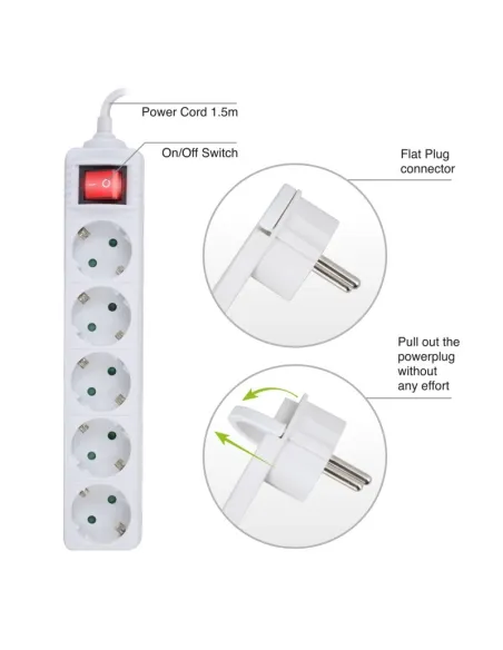 Ewent Regleta 5 Tomas 1.5 Metros