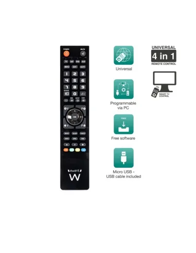 EWENT EW1570 Mando TV 4 en 1 programable x cable