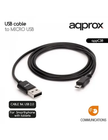 Approx Cable USB 2.0 USB-A a Micro USB-B 1M Negro