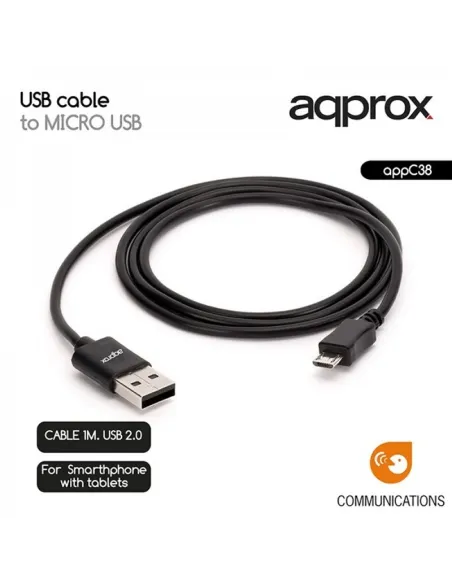 Approx Cable USB 2.0 USB-A a Micro USB-B 1M Negro