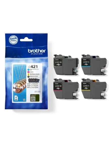 Brother LC421VAL Multipack 4 Cartuchos de Tinta Negro/Cian/Magenta/Amarillo