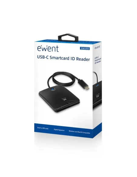 Ewent EW1055 Lector de Identificación de Tarjetas Inteligentes USB-C