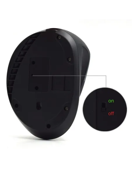 Ewent EW3158 Ratón Ergonómico Inalámbrico 1600 DPI Negro