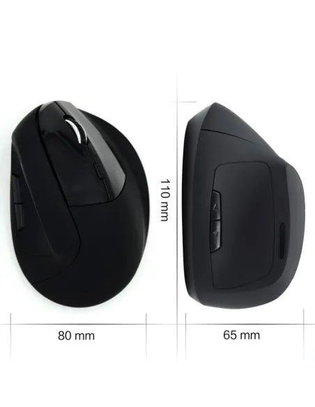Ewent EW3158 Ratón Ergonómico Inalámbrico 1600 DPI Negro