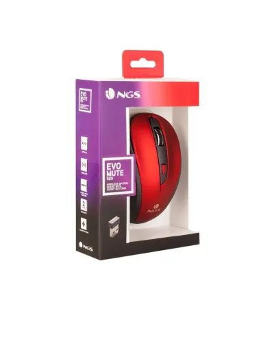 NGS Evo Mute Red Ratón Inalámbrico Rojo