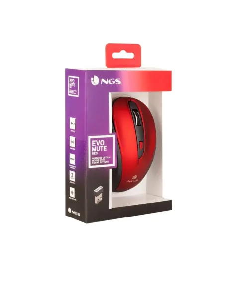 NGS Evo Mute Red Ratón Inalámbrico Rojo