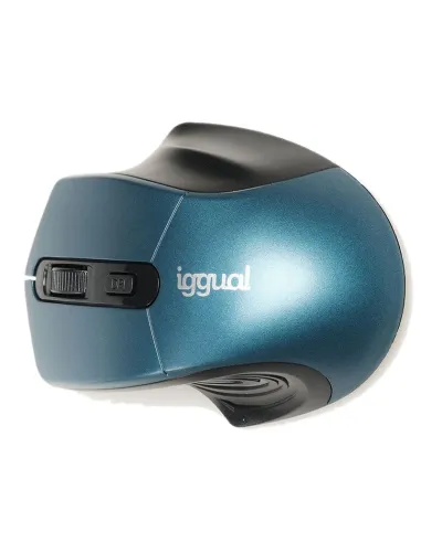 Iggual IGG317518 Ergonomic-L Ratón Óptico Inalámbrico 1600DPI Azul