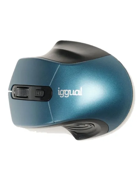 Iggual IGG317518 Ergonomic-L Ratón Óptico Inalámbrico 1600DPI Azul
