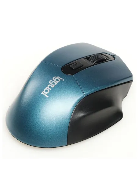 Iggual IGG317518 Ergonomic-L Ratón Óptico Inalámbrico 1600DPI Azul