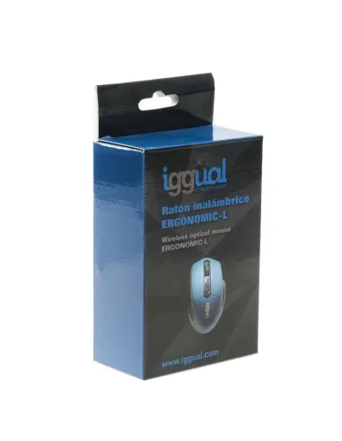 Iggual IGG317518 Ergonomic-L Ratón Óptico Inalámbrico 1600DPI Azul