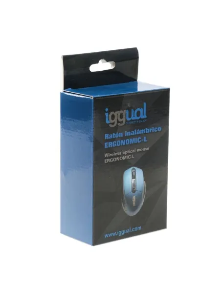 Iggual IGG317518 Ergonomic-L Ratón Óptico Inalámbrico 1600DPI Azul