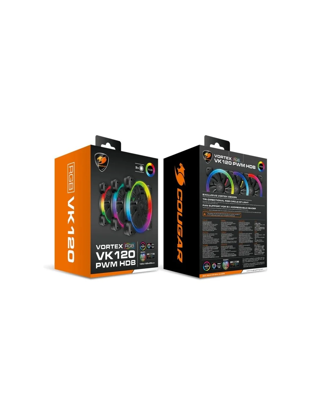 Cougar Vortex VK 120 PWM HDB Pack 3 Ventiladores Suplementarios RGB