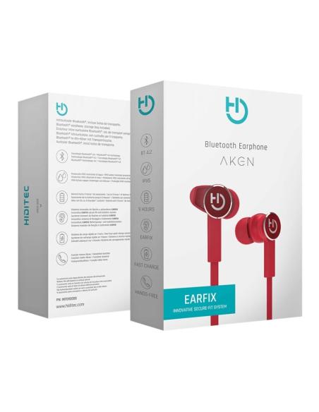 Hiditec Aken Auricular Bluetooth Rojo