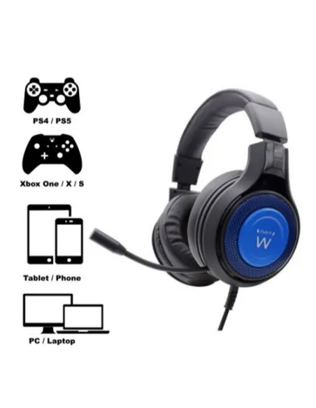 Ewent Auriculares Gaming Negro/Azul