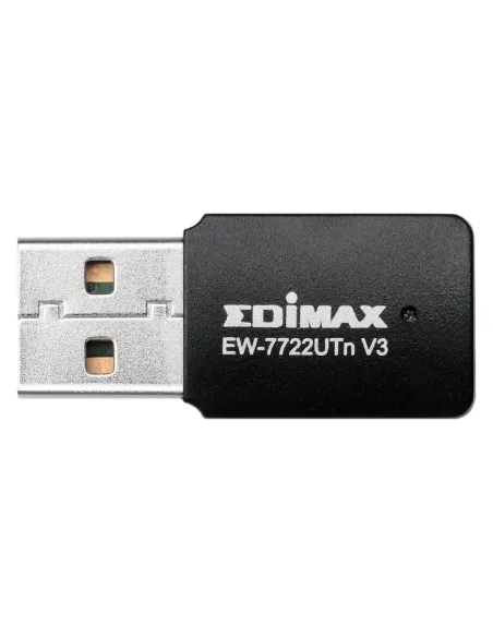 Edimax EW-7722UTNV3 Mini Adaptador Inalámbrico USB WiFi 4 Banda Única Negro