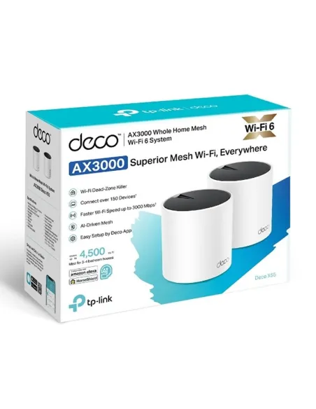 TP-Link Deco X55 Sistema Mesh WiFi 6 Doble Banda AX3000 Kit 2 Unidades