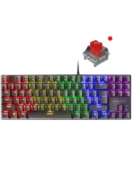 Mars Gaming MK80RES Teclado Mecánico Negro FRGB Switch Rojo Layout Español