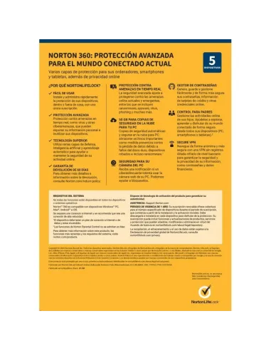 Norton 360 Deluxe 50GB ES 5 Dispositivos 1 Año