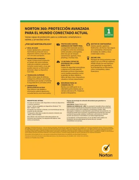 Norton 360 Estándar 10GB ES 1 Usuario 1 Dispositivo Licencia Electrónica (ESD)