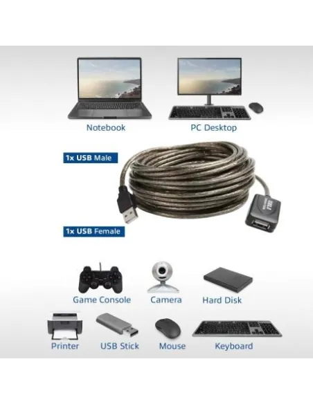 Ewent EW1023 Amplificador de Señal USB 20 Metros
