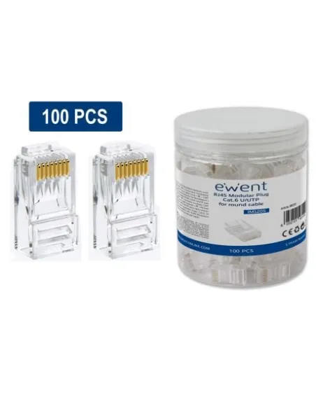 Ewent IM1206 Conector modular CAT 6 U/UTP para Cable Redondo 100 unidades Easyconnect Transparente