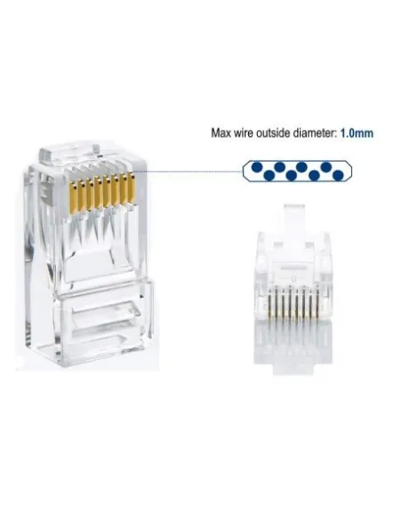 Ewent IM1206 Conector modular CAT 6 U/UTP para Cable Redondo 100 unidades Easyconnect Transparente