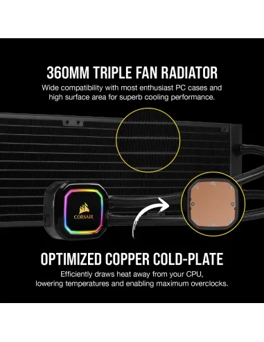 Corsair iCUE H150i RGB PRO XT Kit de Refrigeración Líquida 360mm Negra